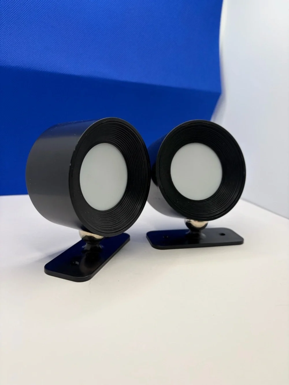 Pair of Small USB Chargeable Round Black LED Accent Lights
